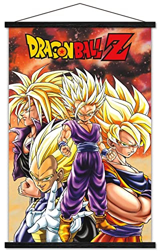 Trends International Dragon Ball Z - Saiyans Wall Poster, 22.375 x 34, Premium Print and Black Hanger Bundle