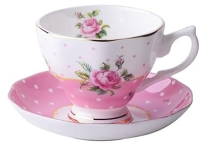 DANGAO 170 ml Bone China Tazza di caffè Cucchiaio Piattino Set Inglese Tazza da tè Pomeridiano Articoli per Il caffè Tazza da tè in Porcellana e Vassoio Tazza di Latte