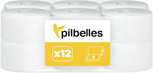 Papier Toilette Jumbo - 12 Rouleaux, 2 Plis, 95m/Rouleau
