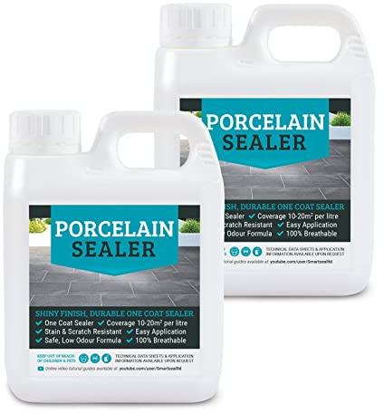 SmartSeal Porcelain Tile Sealer - 2 x 1L - Breathable, One Coat, Wet Look Porcelain Sealer for Internal & External Use. Protective, Ceramic Tile Sealant for Patios, Paths, Walls & Floors