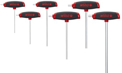 Wiha 45620 FIX2589 26247 Juego de destornilladores hexagonales con ComfortGrip, 6 piezas | (45620) ComfortGrip hexagonal con salida lateral I juego de llaves Allen con mango en T