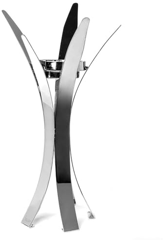 Fink Edelstahl Kerzenhalter 53 cm für Stumpenkerzen & Teelichter glänzend vernickelt