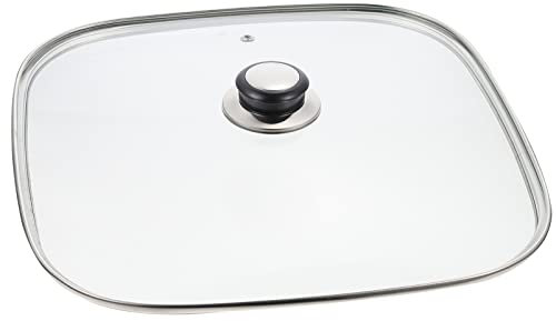 DOITOOL Coperchio Quadrato In Per Padelle Griglia Coperchio Padella Di Ricambio Con Manico 30 Cm Superiore In Per e Pentole e Ghisa Universale