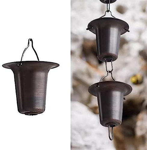 RENLXFI Gutter Cups Rain Chain, Rain Catcher Chain Copper for Garden Park Porch Yard and Patio Replacement Downspout, Large Cup Rainwater Diverter 6.5ft (Size : 8.2ft/2.5m)