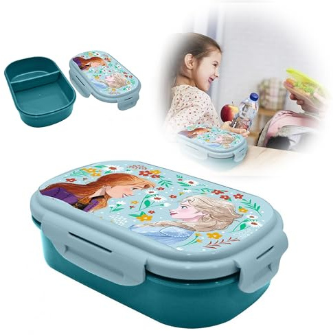 SRV Hub Boîte à déjeuner surgelée pour enfants avec couverts, boîte à lunch de 20 cm en plastique sans BPA, boîte à sandwich lavable au lave-vaisselle | Retour à l'école, boîtes à goûter de voyage