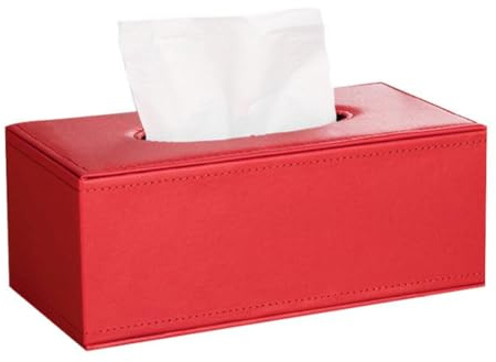 NASSMOSSE Taschentuchbox aus Leder, rechteckig, Serviettenhalter für Zuhause, Büro, Auto, Rot