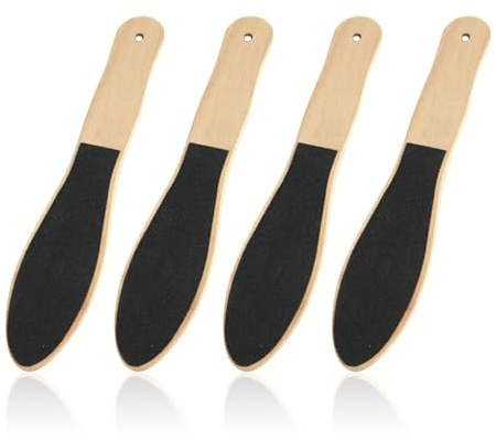 4 Stück doppelseitige Fußfeile, Fußreibe, Fußfeile aus Holz, Fußraspel, Krustenentferner, Pediküreschleifer, Fußpflege, ideal für harte Haut, trockene Füße