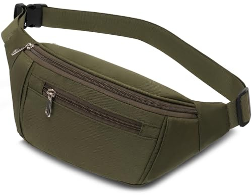 Bauchtasche Gürteltasche Hüfttasche Sport für Damen Herren Wasserdicht Bauchtasche Doggy Bag Outdoor Groß Handytasche Umhängetasche Camping Wandern Fitness Fahrrad Running (Olive)