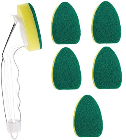 Naisicatar Éponge à Vaisselle avec Manche Recharge, à Vaisselle kit éponge 6 Remplacement de Recharge têtes éponges avec 1 Handle de pour Cuisine