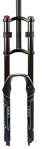XNZJHPP Downhill Mountain Bike Fork 1-1/8 Straight Tube Travel 130mm Air Front Suspension Fork QR 9mm Double Shoulder Control Suspension Forks (Black 27.5inch)