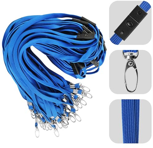 Gimars Schlüsselband mit Sicherheitsverschluss, 45cm Lanyards mit Swivel Schließe für ID Ausweishalter Namensschilder, Baumwolle Umhängeband für Büro, Schule, Krankenhäuse (50, Blau)