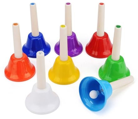 Juego Campanillas 8 Notas Coloridas Campanas Musicales Campanas Percusión Mano Juguete Musical Para Coro Iglesia Boda Fiesta Familiar