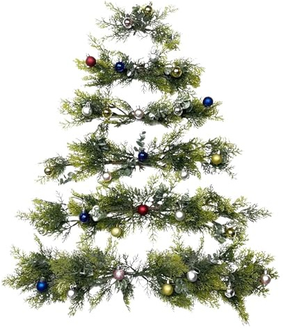 yybng Árbol de Navidad para Colgar en la Pared,Árbol de Navidad para Colgar en la Pared con Campanas - Ramas de árboles de Navidad Artificiales Que ahorran Espacio, Decoraciones Colgantes | Guirnalda