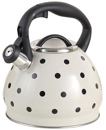 Bouilloire sifflante beige en acier inoxydable de 3 L pour cuisinière, parfaite pour faire bouillir l'eau, le café et le lait