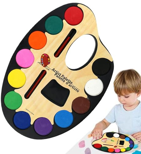 Juegos de pintura de acuarela para niños, juego de pintura para niños pequeños, Paleta de pintura de juego de acuarela de viaje de 12 colores, Suministros de arte, juego de pintura con diseño de palet
