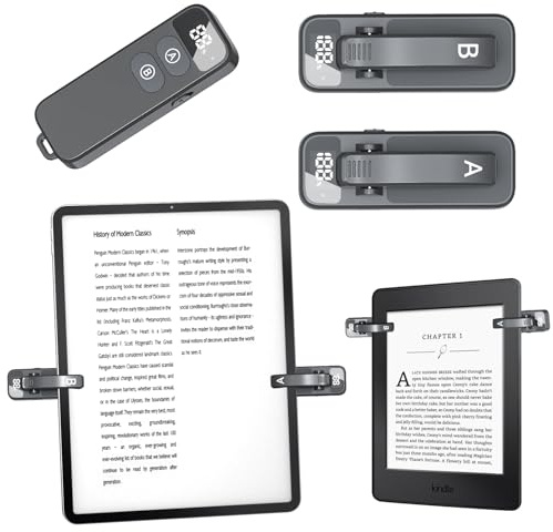 [2 Clips] Page Turner Remote for Kindle Paperwhite Remote Page Turner Accessories for Kindle & Ipad &Tablet Clip Clicker Rechargeable (Page Turner, Black Bar Model 2)
