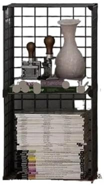 Estantería organizadora de almacenamiento de cubos de alambre apilables de capas, estantes de almacenamiento de rejillas en C, estantes de almacenamiento de armario, estantería de metal (blanco, S)