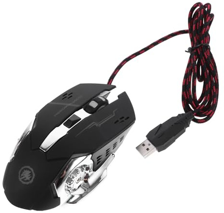 LOORGVEL Souris de Jeu Filaire X9 6d, Noire, Abs, Optique pour PC | LED Coloré, Puce de Jeu Professionnelle, Patins Résistants à L’usure, Usage Bureau