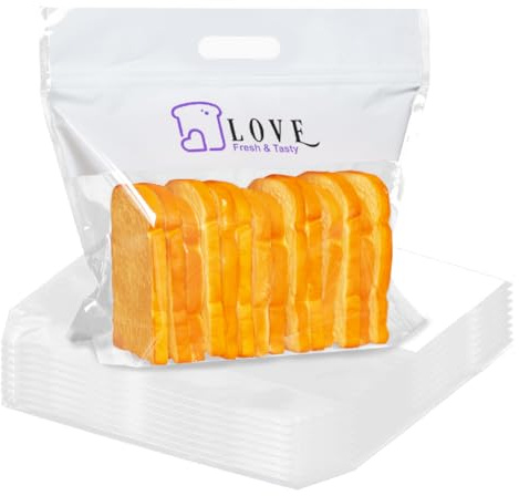 Lesibag Plastic Bread Bags for Homemade Bread, Freezable Seal Tight Cellophane Bags for Loaves, Sourdough，Bagels (50 Packs) White