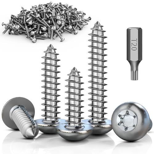 ddckj 100 Pièces Vis Torx M4x16 mm Vis Bois Tete Plate A2 V2A Autoforeuse Inox Filetage Complet Rond En Bois Convient Pour l'entretien des équipements, l'entretien de La Maison
