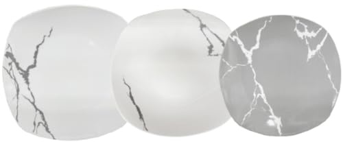 Servizio Piatti 18 Pezzi Per 6 Persone | Resistente Porcellana Bianca e Grigia Design Moderno Marmorizzato Elegante Raffinato | Uso Quotidiano, Occasioni Speciali, Lavabile in Lavastoviglie