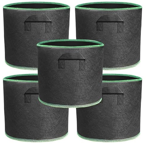WJWINER Huerto Urbano, 5 Pcs Tomateras Maceta, Huerto Urbano Terraza, Bolsas de Cultivo, De Cultivo Negras De Cultivo Reutilizable, para Patatas, Fresas, para Balcón, Terraza (5 Galones)