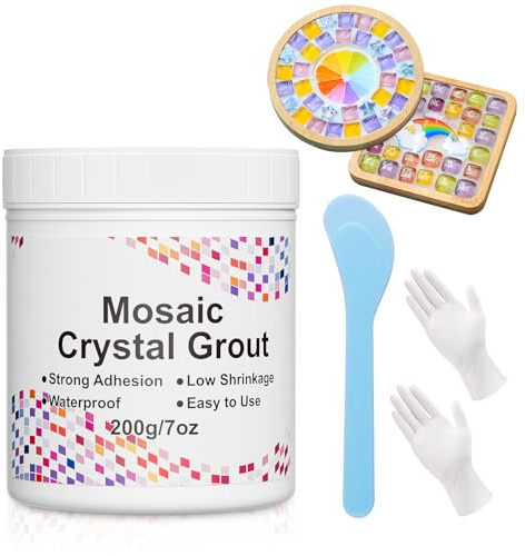 Mosaic Crystal Grout, 7oz Mosaic Crystal Sealant, Tile Grout for Crafts, Handmade Grouting, DIY Craft Projects Accessories, Direct caulking, Mosaics Tile Tools for All Tiles, Surfaces (Translucent)