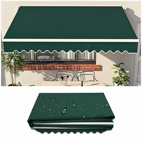 Lona de Repuesto para Toldo Retráctil Manual para Patio, Cubierta Superior Tela de Repuesto, Resistente al Agua, Poliéster de 300 g/m², Cubierta de Toldo para Ventana, Jardín,Verde,250x200cm/2.5x2m