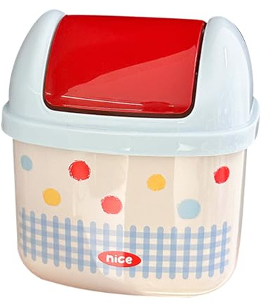 Genérico Papelera De Escritorio Con Tapa Pequeña Mini Cubo Basura Para Interiores,Para Mostrador Encimera Mesa Trabajo