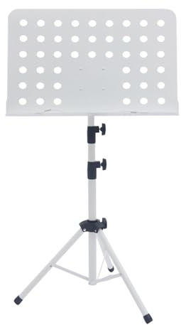 Folpus Notenständer, höhenverstellbar, faltbar, Notenbuchhalter für, Band, Anfänger, Bühne, Weiß