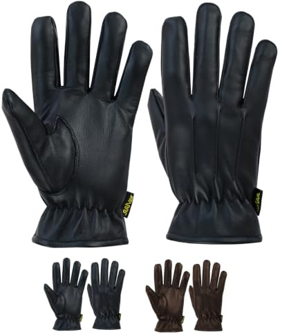 Kevlar Lined Cut Resistant Leather Gloves Anti Slash Heat Fire Police Security Work Wear Uniform Dress SIA Search Safety Protection Gloves (Black, S)