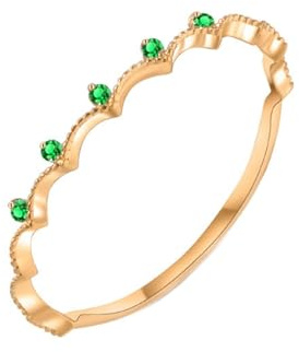 Ayoiow Verlobung Ringe Gold 375 Gelbgold für Damen, Kronenförmig Dünn Smaragd Verlobungsringe in Gold, Goldring 9 Karat Damen für Sie
