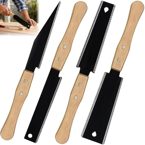 NICEWAT 4 Stück Japansäge Handsäge, 6 Zweischneidig Zugsäge 11/17 TPI, Klein Feinsäge Holz Säge mit SK5 Klinge & Holzgriff, Profi Japansäge Set für Präzise Holzbearbeitung DIY Möbelbau