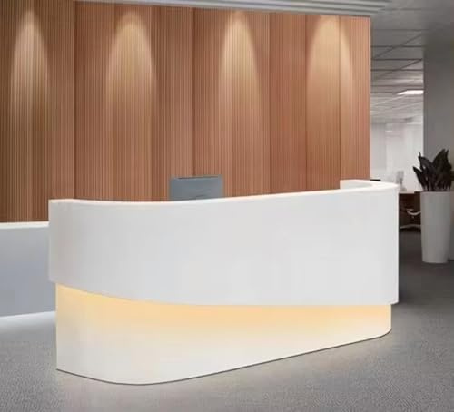 84 tums receptionsräknare, butiksdisk med dold vit LED-belysning, perfekt för skönhetssalonger, kontor, butiker, lobbyer och kassor.