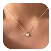 TINGN Gold Kette mit Buchstaben Damen Mädchen - 14K Gold Vergoldet Kette mit Buchstaben A-Z CZ Herz Anhänger Buchstabenkette Damen Geburtstagsgeschenk für Frauen Teenager Mädchen Schmuck