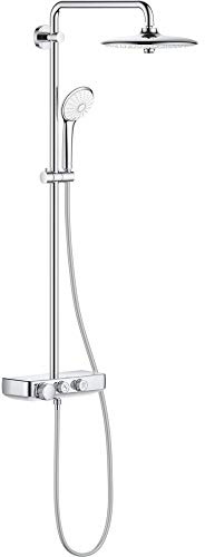 GROHE Euphoria Smartcontrol 260, Duschsystem mit Thermostatbatterie (wassersparende Regendusche mit 1 Strahlart, Duschkopf mit 3 Strahlarten, inkl. Duschablage, Verbrühungsschutz), chrom, 26509000