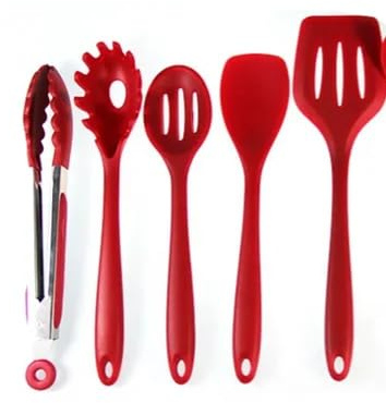 Smart Baking Eco-Friendly Silicone Kitchen Utensils Set, Heat Resistance Non-Stick Cooking Utensils, Tongs, Spatulas, Salad Pasta, Spaghetti Spoon Plus 6 cookware Utensil Hooks 13 pcs.