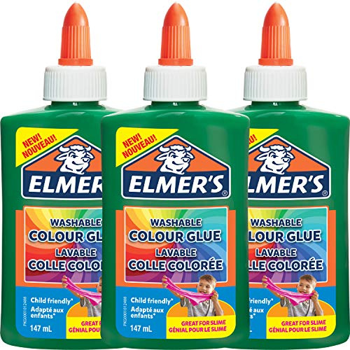 Elmer’s Colour PVA Glue | Green | 147 ml | Washable and Kid Friendly | Great for Making Slime and Crafting | 3 Count