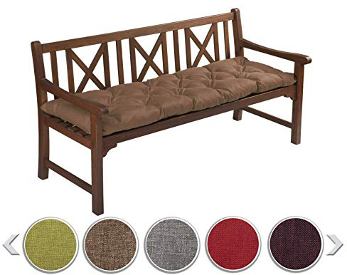 sunnypillow Bankauflage Outdoor - Bankkissen für Bank 150 x 50 cm - Sitzkissen für Hollywoodschaukel - Polsterauflage, Auflage für Gartenbank - Gartenkissen, Stuhlkissen für Gartenmöbel Braun