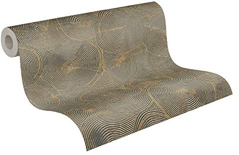 A.S. Création Livingwalls Vliestapete Metropolitan Stories Tapete mit Kreisen Nala Cape Town 10,05 m x 0,53 m beige metallic schwarz 379003 37900-3