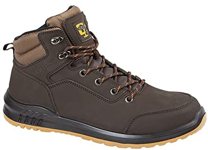 Grafters Action Nubuck Safety Ankle Boots - Steel Toe Cap, Antistatic, Brown, UK 10