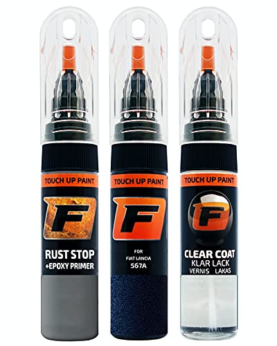 FIRANTO Kit de Pintura de Retoque Coche para Fiat Lancia 567/A BLU Oltremare, Set de Reparación de Rayones y Arañazos Incluye 15 ml Bolígrafo para Retocar Pintura Coche, Primer y Barniz