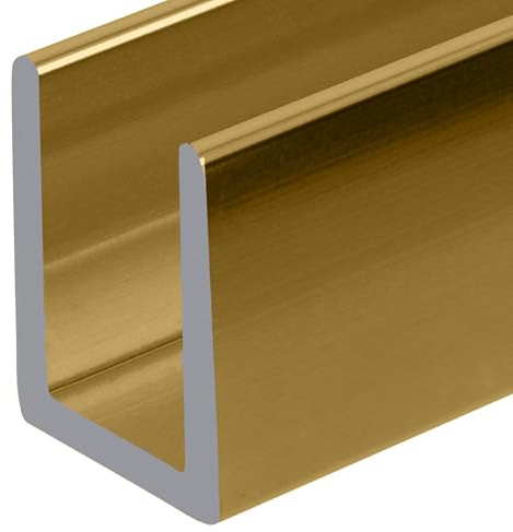 Brixwell SDCD3812BGA Brite Gold Anodized Frameless Shower Door Aluminum Deep U-Channel for 3/8 Thick Glass - 144 Length