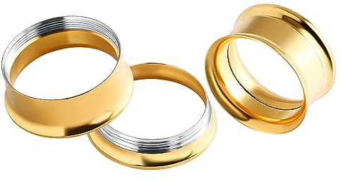 Wycian Dilatatori Set, Flesh Tunnel Oro Acciaio Inossidabile Cerchio d'oro 28mm per Donna Dilatatori Lobo Silicone Gioielleria