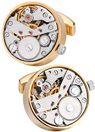 BYNYXI 1 Paar Manschettenknöpfe, Cufflinks Herren Zahnräder Uhrwerk Drehbare Mechanische Uhr Smoking Hemd Manschettenknöpfe für Hochzeit Bräutigam Personalisierte Manschettenknöpfe Herrengeschenk