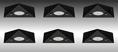 Trango 6er Set 6740-65 Küchen-Unterbauleuchte Matt-Schwarz *COOK* Einbauleuchte - Einbaustrahler inkl. 6x 4,8 Watt LED Modul 3000K warmweiß Dreieckleuchte – Küchen-Schrankleuchte 230V erweiterbar