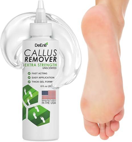 DeEnti Callus Remover for Feet, Extra Strength Foot Callus Remover Gel, 8oz Salon Grade Home Pedicure Supplies for Dry Skin, Cracked Heel, Professional Strength Foot Care, Unscented