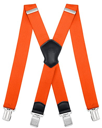 Dresime Hosenträger für Herren mit 4 starken Clips 4cm breit, X Form elastisch einstellbar Länge für Männer und Damen Overalls Jeans, Arbeitshosen, Jumpsuits, Motorradhosen, etc.
