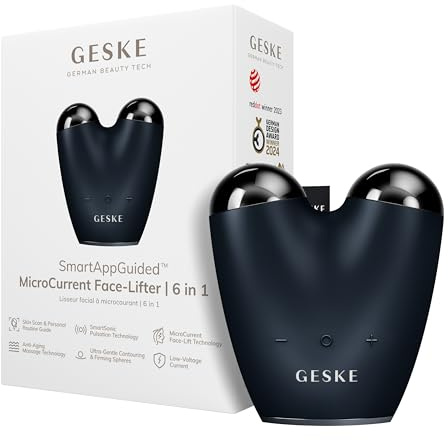 GESKE | SmartAppGuided™ MicroCurrent Face-Lifter | 6 in 1 | Facial Lifting | Gesicht- & Jawline Trainer | Gesichtsstraffung | Anti Aging Device | Mikrostrom gegen Falten | Doppelkinnentferner