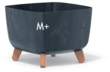 MELTOM Blumentopf Beton Optik Schale mit Füßen Einsatz Blumenschale Übertopf, 29 x 29 x 22 cm (Anthrazit)